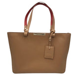 LONGCHAMP (AS IS)PEBBLED LEATHER HANDBAG BROWN RED
