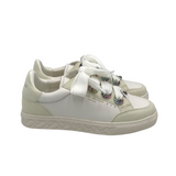 KURT GEIGER RET$205 LEATHER SNEAKER SHOES WHITE MULTI 39