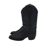 RET$545 LIZARD LEATHER WESTERN MEN BOOTS BLACK BLUE 9.5