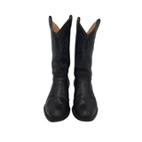 RET$545 LIZARD LEATHER WESTERN MEN BOOTS BLACK BLUE 9.5