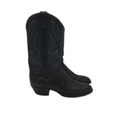 RET$545 LIZARD LEATHER WESTERN MEN BOOTS BLACK BLUE 9.5