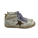 GOLDEN GOOSE RET$790 LEATHER MID SNEAKER DESIGNER SHOES PURPLE WHITE 6