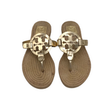 TORY BURCH RET$198 MILLER ESPADRILLE SANDAL SHOES GOLD 5.5