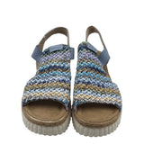 RIEKER RET$120 CROCHET WEDGE SANDAL SHOES BLUE 7.5