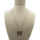 JAMES AVERY RETIRED FLORAL BUTTERFLY NECKLACE SILVER