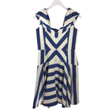 MILLY NWT$395 OFF SHOULDER STRIPE DESIGNER DRESS BLUE WHITE 10
