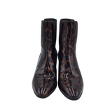 YSL WEST 45 PATENT TORTOISESHELL PRINT LUXE BOOTS BLACK/BROWN 37