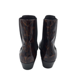 YSL WEST 45 PATENT TORTOISESHELL PRINT LUXE BOOTS BLACK/BROWN 37