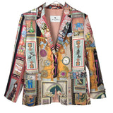 ETRO SILK PRINT LONG SLEEVE DESIGNER BLAZER MULTI 46