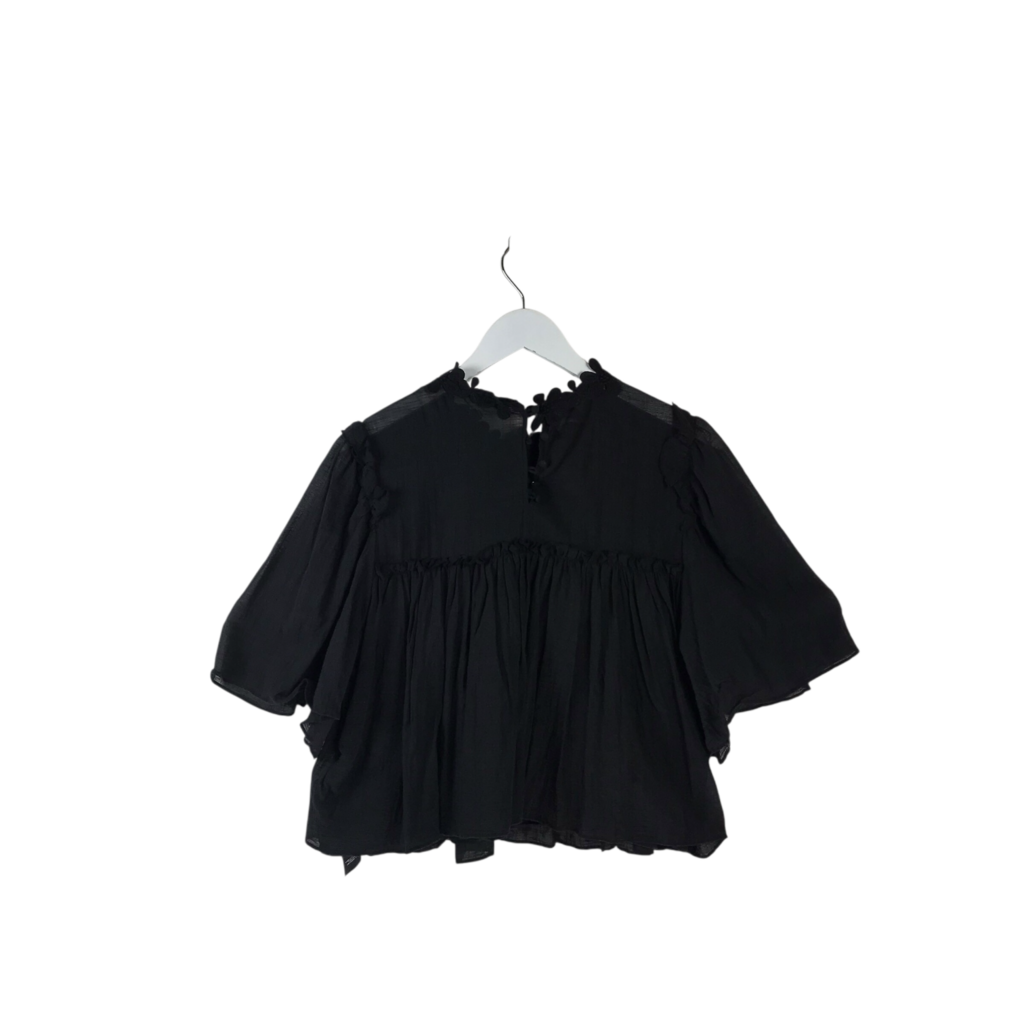 7 FOR ALL MANKIND SHORT SLEEVE DESIGNER TOP BLACK MEDIUM