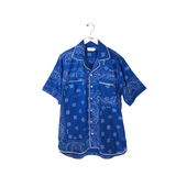RHUDE NWT$648 PAISLEY SHORT SLEEVE MEN SHIRT BLUE, LT BLUE LARGE
