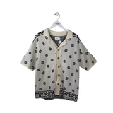RHUDE NWT$1320 KNIT SHORT SLEEVE MEN SWEATER BEIGE BLACK LARGE