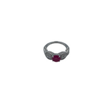 .925 CZ'S GEMSTONE RING SILVER PINK 7
