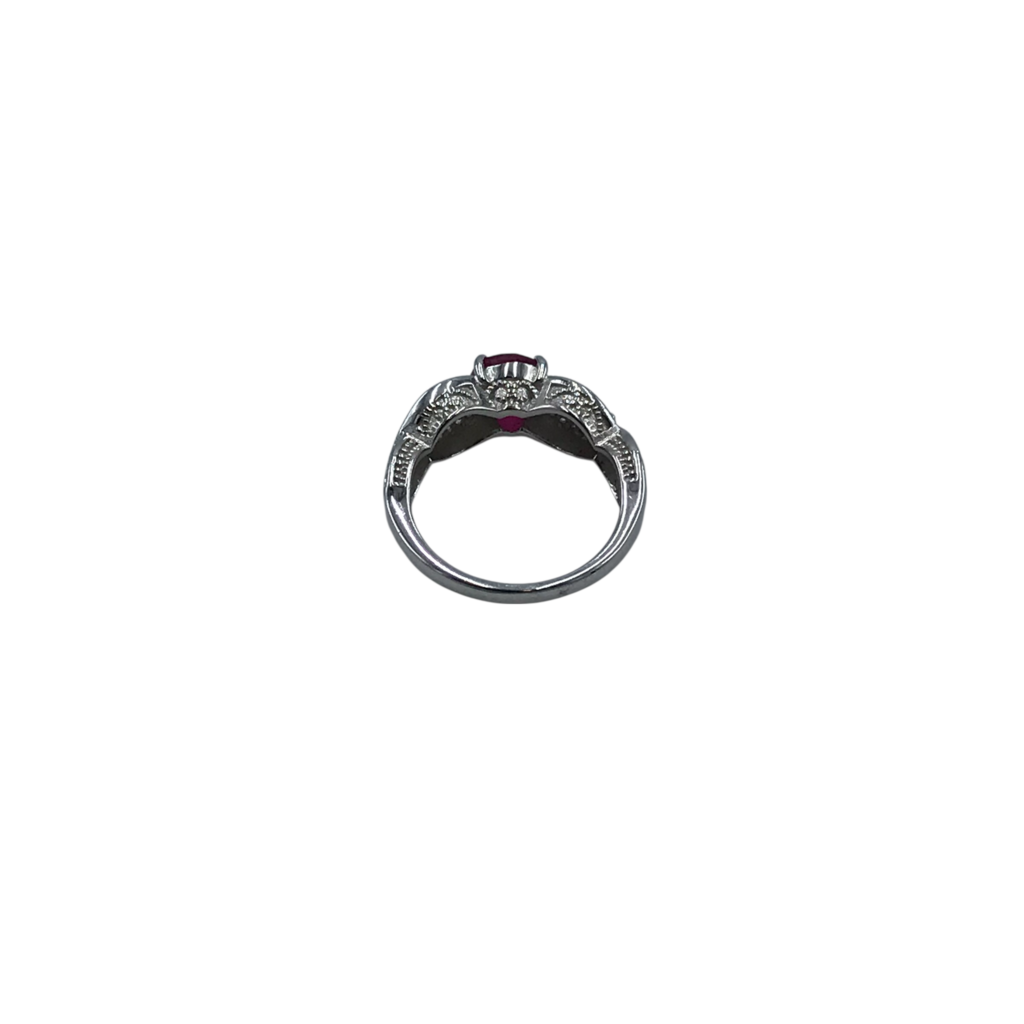 .925 CZ'S GEMSTONE RING SILVER PINK 7
