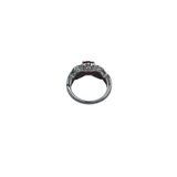 .925 CZ'S GEMSTONE RING SILVER PINK 7