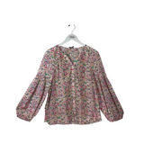 TANYA TAYLOR PRINT LONG SLEEVE DESIGNER TOP CREAM PINK 2