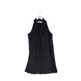 SILK SLEEVELESS TIE NECK DESIGNER DRESS BLACK XSMALL