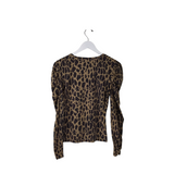 7 FOR ALL MANKIND ANIMAL LONG SLEEVE DESIGNER TOP TAN BLACK XSMALL