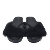 VINCE SLIDES LEATHER/LAMB FUR SHOES BLACK 7