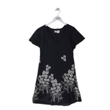 COREY LYNN CALTER EMBROIDERED SHORT SLEEVE DRESS BLACK WHITE SMALL
