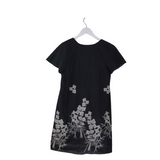 COREY LYNN CALTER EMBROIDERED SHORT SLEEVE DRESS BLACK WHITE SMALL
