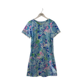 LILLY PULITZER POM POMS SHORT DESIGNER DRESS BLUE PINK MEDIUM