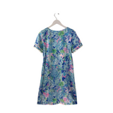 LILLY PULITZER POM POMS SHORT DESIGNER DRESS BLUE PINK MEDIUM