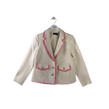 TALBOTS NWT$199 TWEED FRINGE BLAZER WHITE PINK 8P