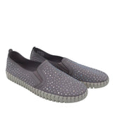 SKECHERS SLIP ON RHINESTONES SNEAKER SHOES WHITE 8.5