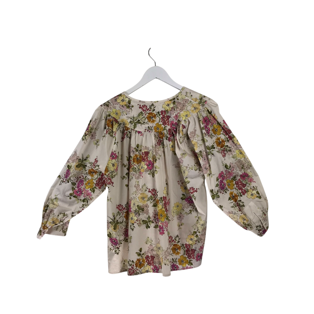 JOHNNY WAS NWT$185 FLORAL LONG SLEEVE DESIGNER TOP CREAM MULTI XLARGE