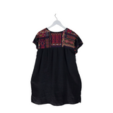 JOHNNY WAS LINEN EMBROIDERED DESIGNER DRESS BLACK CORAL LARGE