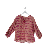 JOHNNY WAS EMBROIDERED LONG SLEEVE DESIGNER TOP PEACH PURPLE LARGE