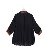 JOHNNY WAS EMBROIDERED LONG SLEEVE DESIGNER BLOUSE BLACK RED XXL