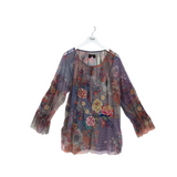 BIYA 2PC MESH EMBROIDERED LONG SLEEVE DESIGNER TOP MULTI 1X