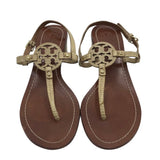 TORY BURCH LEATHER HEEL SANDAL SHOES SAND BROWN 8.5