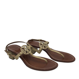 TORY BURCH LEATHER HEEL SANDAL SHOES SAND BROWN 8.5