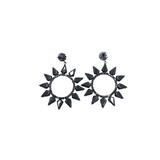 CRYSTAL CIRCLE STMT EARRINGS GUNMETAL