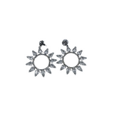 CRYSTAL CIRCLE STMT EARRINGS GUNMETAL