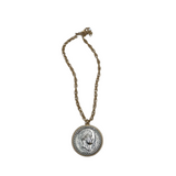 KENNETH LANE LARGE COIN PENDANT NECKLACE GOLDTONE SILVER