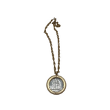 KENNETH LANE LARGE COIN PENDANT NECKLACE GOLDTONE SILVER