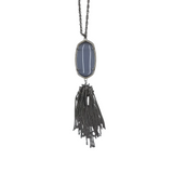 KENDRA SCOTT TASSEL PENDANT NECKLACE SILVERTONE GRAY
