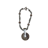 .925 PENDANT NECKLACE SILVER BROWN