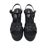 YSL "TRIBUTE" 135 MM ESPADRILLE WEDGE LUXE SHOES BLACK 38