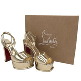 CHRISTIAN LOUBOUTIN RET $1295 "SANDALOO" 130 LUXE SHOES GOLD 37.5