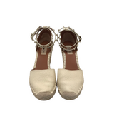 VALENTINO ROCKSTUD WEDGE ESPADRILLES LUXE SHOES BEIGE 38