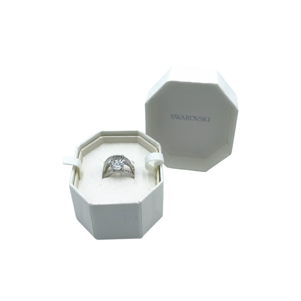 SWAROVSKI RET$280 HYPERBOLA COCKTAIL RING SILVER 8