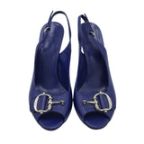 GUCCI SLINGBACK HORSEBIT DETAIL PUMP LUXE SHOES BLUE 38