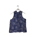 SLEEVELESS DESIGNER TOP BLUE WHITE LARGE