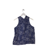 SLEEVELESS DESIGNER TOP BLUE WHITE LARGE