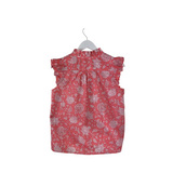 J. CREW PRINT SLEEVELESS BLOUSE CORAL WHITE SMALL